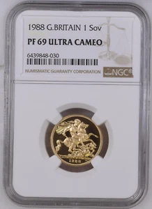 1988 GREAT BRITAIN 1 SOVEREIGN - PF 69 ULTRA CAMEO, FREE SHIPPING - Picture 1 of 2