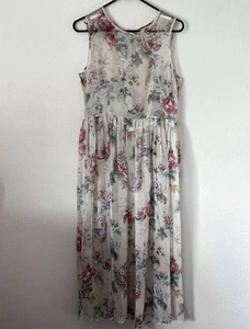 Vestido Vintage 90 Ann Taylor 6 Maxi Floral Transparente Cottagecore Jardín Fiesta EE. UU. - Imagen 1 de 9