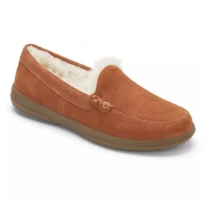 Vionic Lynez Hausschuhe Damen Gr. 6M Toffee Wildleder Kunstfell gefüttert rutschfest - Bild 1 von 4