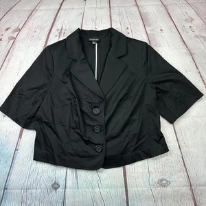 Lane Bryant Blazer Damen 14 Schwarz Kurzarm Cropped 3 Knopf Jacke Stretch - Bild 1 von 8