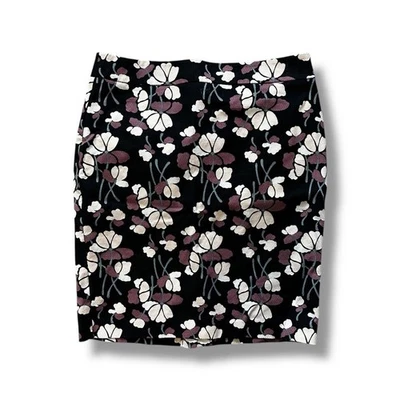 Ann Taylor Factory Women's Texture Floral Print Pencil Skirt Purple Black 12 - Image 1 of 4