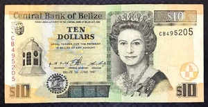 *RARE DATE* 1997 BELIZE - 10 DOLLARS - P#18 - VF - MB10 - Picture 1 of 3