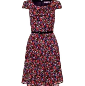 REVIEW Womens Dress size 16 Daisy Chain Black Floral Fit & Flare Midi ( No Belt) - Picture 1 of 15