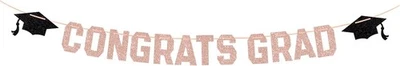 2025 级毕业主题派对装饰,Congrats Grad 玫瑰金  — 第 1/2 张图片