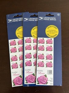 Scott #3052Ef, 32c Coral Pink Rose, Booklet Pane of 20, Self-Adhesive - Picture 1 of 3