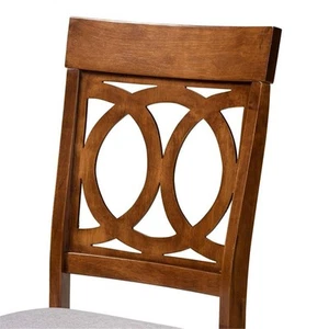 Baxton Studio Grey Upholstered and Brown Finished Wood 2-Piece Dining Chair Set - Picture 1 of 8