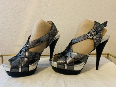 Michael Kors Women's Metallic Black Sexy Platform Strappy Heels 6.5 M - Image 1 of 4