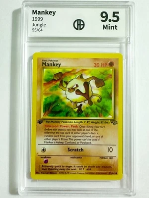 Mankey 1st Edition Jungle CAG 9.5 Mint 55/64 Pokemon 1999 Non-Holo # 56 - Image 1 of 2