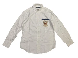 polo ralph lauren white button shirt size medium shield crest rlpc - Picture 1 of 4