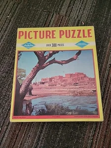 Vintage picture Puzzle Taos Pueblo 300 Pieces Built Rite Rare FREE SHIPPING - Picture 1 of 5