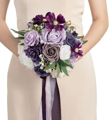 Ling’s Moment Lilac/Purple Bride/Maid Of Honor Bouquet 9” - Image 1 of 4