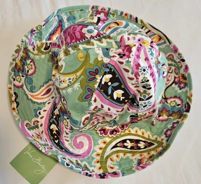 Sombrero Vera Bradley Sun Tutti Frutti Verde Paisley Floppy Bucket 4" Ala Nuevo con Etiquetas $38 Foto 1 de 4