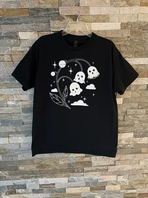 Ghost Lily of the Valley Plant Botanical T Shirt Moon Stars Fairy Core LARGE TEE - Image 1 of 4