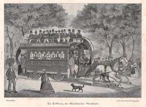 Eröffnung Pferdebahn Wandsbek - Hamburg 1866 Anno - 1897 - Kunstdruck ~23x17cm - Bild 1 von 1