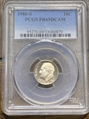 1988 S 10C Roosevelt Dime Proof PCGS PR69DCAM - Image 1 of 2