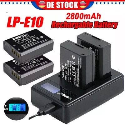 MARKENLOS 2x 2800mAh LP-E10 Akku + Ladegerät für Canon EOS 1300D 1100D 1200D 4000D Rebel