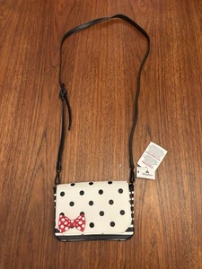 Disney Parks Bandolera Cartera Bolso de Mano Negro Blanco Lunares Rayas Minnie Mouse Nuevo con Etiquetas - Imagen 1 de 8