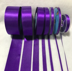 Royal Purple Double Sided Satin French Ribbon (7 Widths to choose from) - Picture 1 of 3