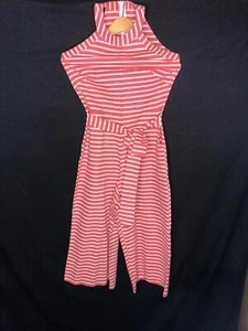 Women's Striped Halter Neck Sleeveless Tie Waist Wide Leg Jumpsuit - Size S - Picture 1 of 4