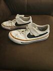NIKE Court Legacy Boys White & Black Leather Kids Shoes Sneakers Size 1.5Y