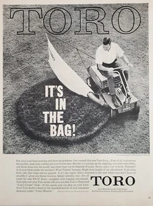 Ad Toro Lawn Mower Pony Bag Vacuum Yard  Clippings Print Art 1961 Advertisement  - Picture 1 of 12