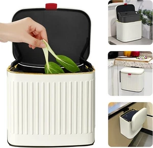 Kitchen Trash Can with Lid 2 in 1 Small Garbage Can Compost Bin Countertop Wa... - Picture 1 of 7