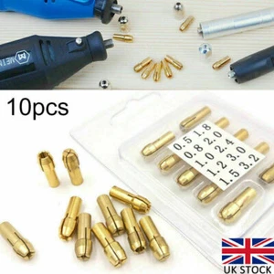 10 x Brass Drill Chuck Collet Bit For Dremel Rotary Tools Adapter 0.5mm-3.2mm - Picture 1 of 9