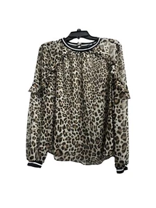Rachel Rachel Roy Sheer Leopard Print Top Women's Size 10 - Picture 1 of 4