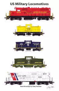 US Military Locomotives 5 magnets by Andy Fletcher - Imagen 1 de 1
