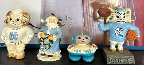 Four UNC Tar Heels Figurines North Carolina Tarheels Mascot Football Santa Xmas Cover