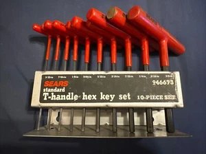 Craftsman 10 Pc, T-Handle Hex Key Set, SAE, In Metal Rack #946673, 3/32” to 3/8” - Picture 1 of 2