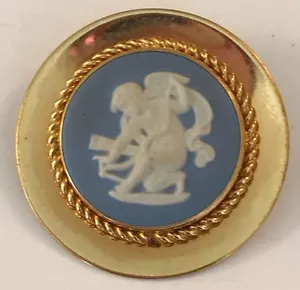 ❤ JASPERWARE WEDGWOOD ~VAN DELL 12K GF ~ CIONDOLO O SPILLA ~ CAMEO CERUB 1978 NUOVO DI ZECCA❤ - Foto 1 di 10