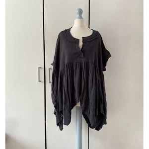 Free People Sugar Rush Babydoll Top Size S Small V Neck Oversized Raw Hem - Picture 1 of 13