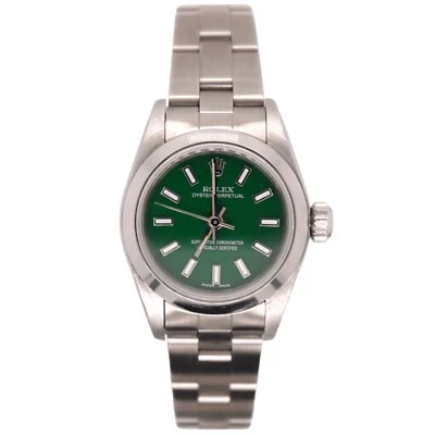 Rolex Oyster Perpetual 25mm Stainless Steel Watch Green Dial Ref: 67180 - Image 1 of 4