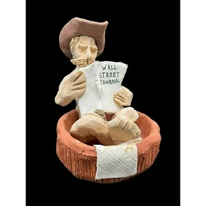 VTG Tom Schoolcraft Cowboy Sculpture Terracotta Handmade USA Wall Street Journal - Picture 1 of 8