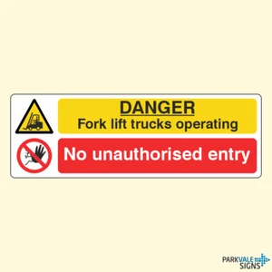 Fork Lift Trucks Operating / No Unauthorised Entry Signs - Picture 1 of 1