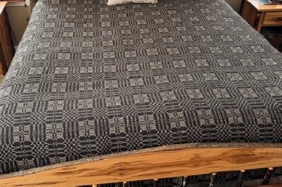 New Primitive Colonial BLACK NANTUCKET KING COVERLET Bedspread Cover - Image 1 of 2