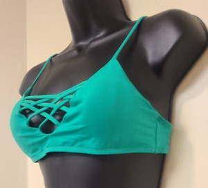 NEW L-Space Bikini Top Seamless Front Size Medium Green Womens Swimwear