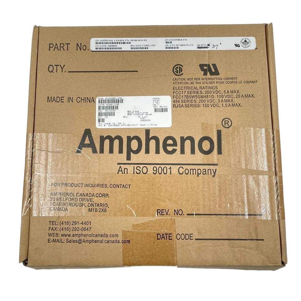 [37 Piezas] MUSBD111M0 Amphenol Conectores USB B ÁNGULO RECTO M3 RESISTENTE Foto 1 de 4