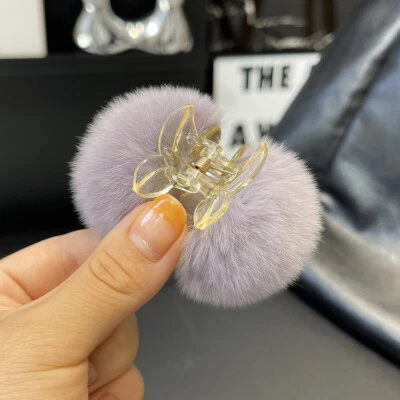 2 шт/лоты женщин реальный кроличий мех волосы Bobby заколка заколка волосы коготь волос мяч - Изображение 1 из 4