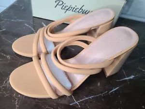 Womens Open Toe White Heel Sandals Slingback Dress Shoes SlipOn Mules straps 9.5 - Picture 1 of 12