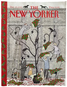 Vtg New Yorker Magazine COVER ONLY December 21 1992 Christmas Tree Edward Gorey - Picture 1 of 4