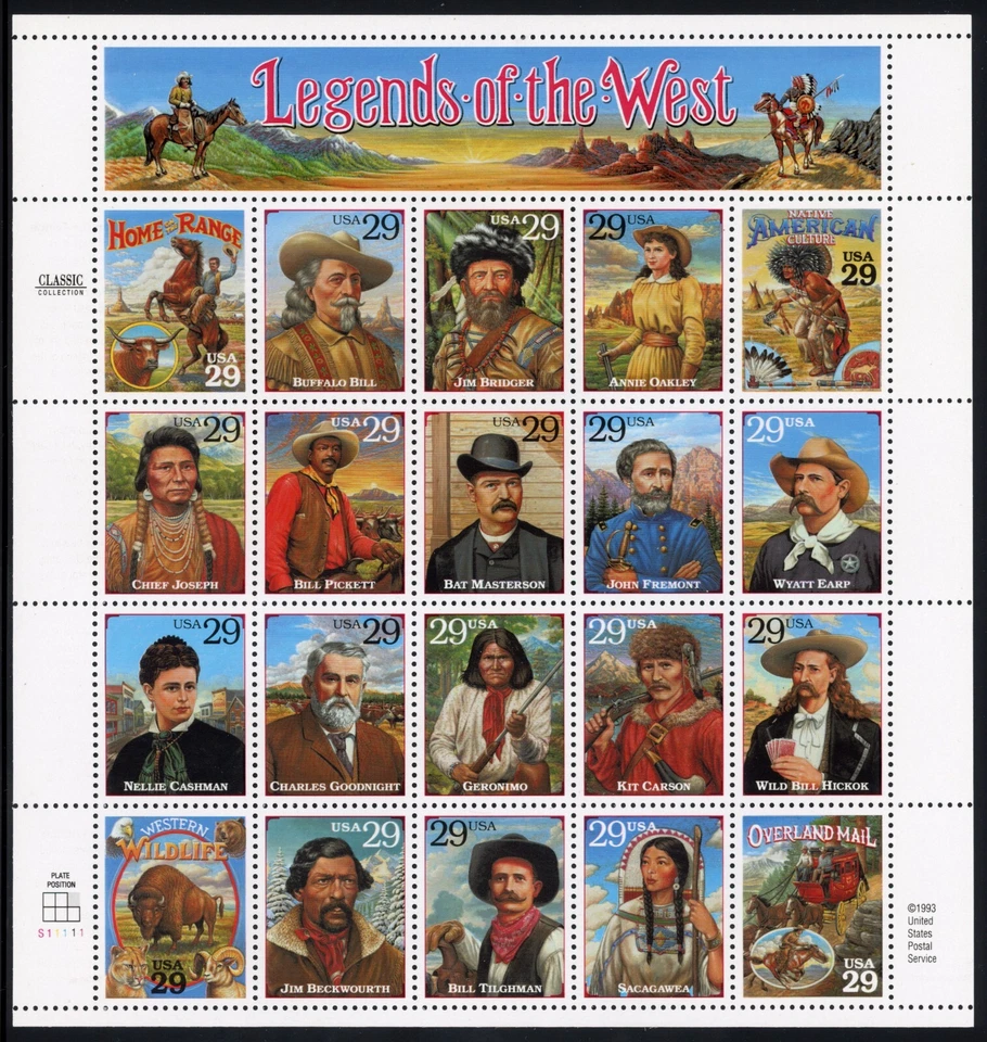 United States Sc# 2870 Legends of the West Recalled Error Sheet Mint OG NH Gem - Image 1 of 1