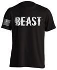 Beast Bodybuiding Gym Workout Short Sleeve T Shirt Military Style Mma Distressed