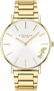 Entrenador 14503345 Perry Gold Tone Silver White Dial Womens Dress Watch - Imagen 1 de 3