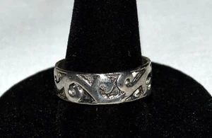 Anillo banda plata esterlina diseño remolinos con rizos finales vintage 3,22 gramos talla 9 - Imagen 1 de 4