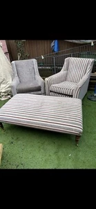 Duresta King And Queen Armchairs And Large Footstool Coffee Table - Picture 1 of 5