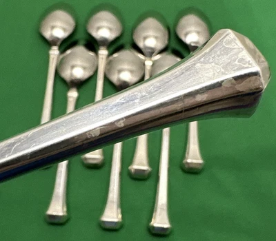 8 Pc REVOLUTION Sterling Handle TEASPOONS Reed & Barton Stainless Bowls - Image 1 of 4