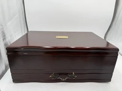 Reed & Barton Storage Chest Wood Flatware Case with Drawer Box Eureka - Image 1 of 4
