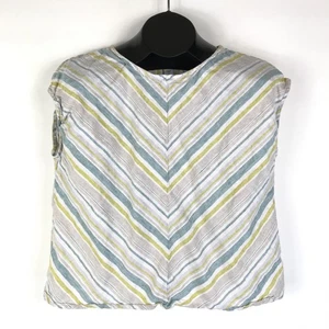Coldwater Creek Striped 100% Linen Top Women's Petite Medium Casual Summer Woven - Picture 1 of 11